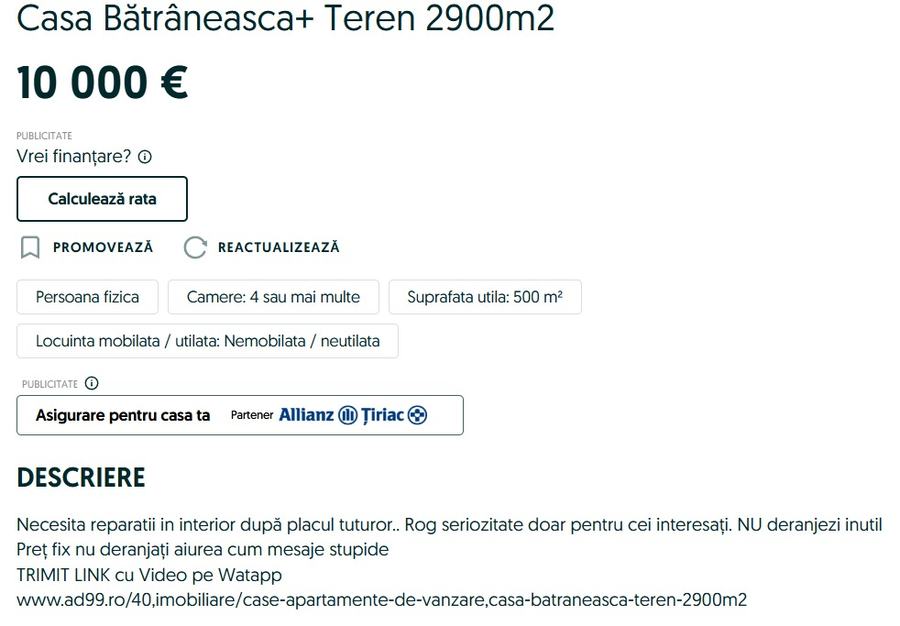 Casă vânzare