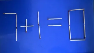 Test de inteligență | Mutați un singur chibrit pentru a corecta 7 + 1 = 0