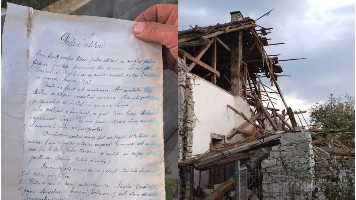Capsula timpului! Mesajul de la 1939 descoperit printre ruinele unei școli din Bistrița: „Transmitem acelora care vor ruina aceste ziduri”