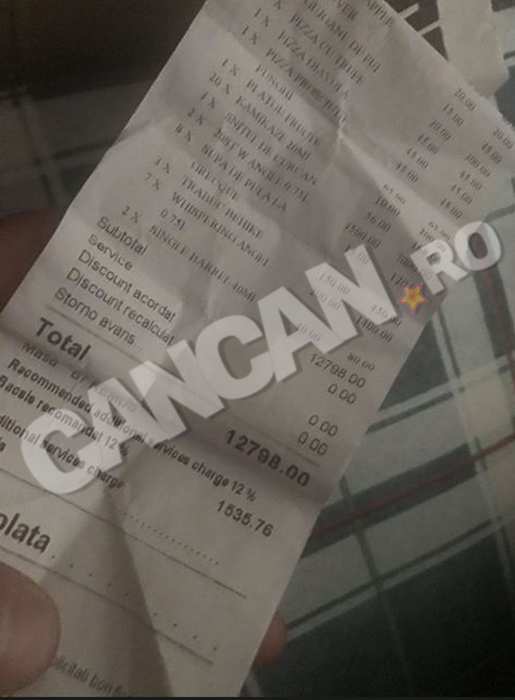 Nota de plată în valoare de 12. 798 de lei