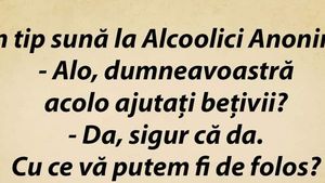 Bancul zilei. Un bărbat sună la Alcoolicii Anonimi