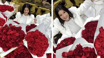 Florin Salam și-a surprins soția cu un cadou uriaș. Imaginile cu muntele de trandafiri roșii au devenit virale