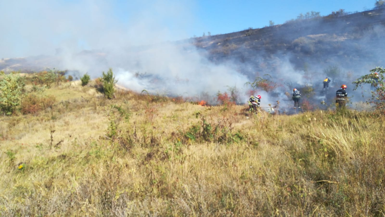 Incendiu puternic la Iași! Este afectată o suprafață de 50 de hectare