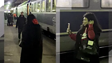 Monica Bârlădeanu, cu ochii după ”naș” în Gara de Nord! Actrița a intrat în ”live” chiar de pe peron
