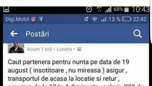 Postarea care a a devenit virală pe Facebook: „Caut parteneră pentru nuntă pe data 19 august”
