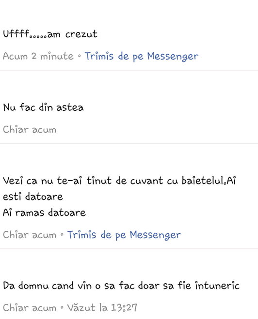 Convorbirile de pe Facebook dintre profesor şi eleva cu care ar avea o relatie de mai bine de doi ani