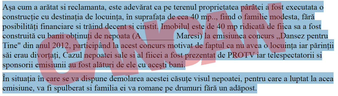 Alexandra este în pragul disperării după ce magistrații au decis să pună la pământ imobilul în care s-a mutat cu familia ei