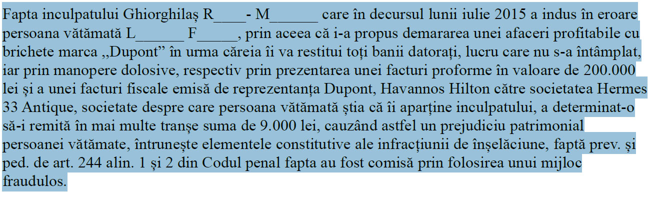 Florin L. a fost păcălit, la rândul lui, de Ghiorghilaș Raoul și oamenii lui