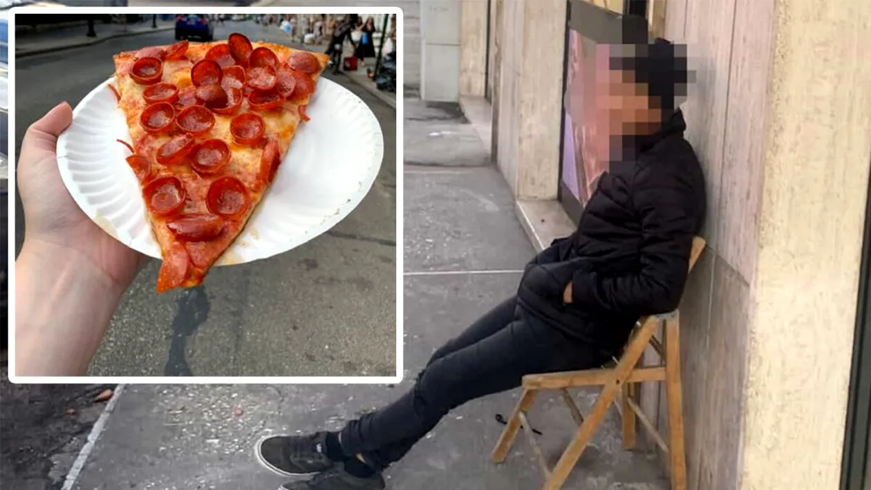 Povestea românului care cerșește pizza pe o stradă din Italia. Cine sunt părinții lui, de fapt