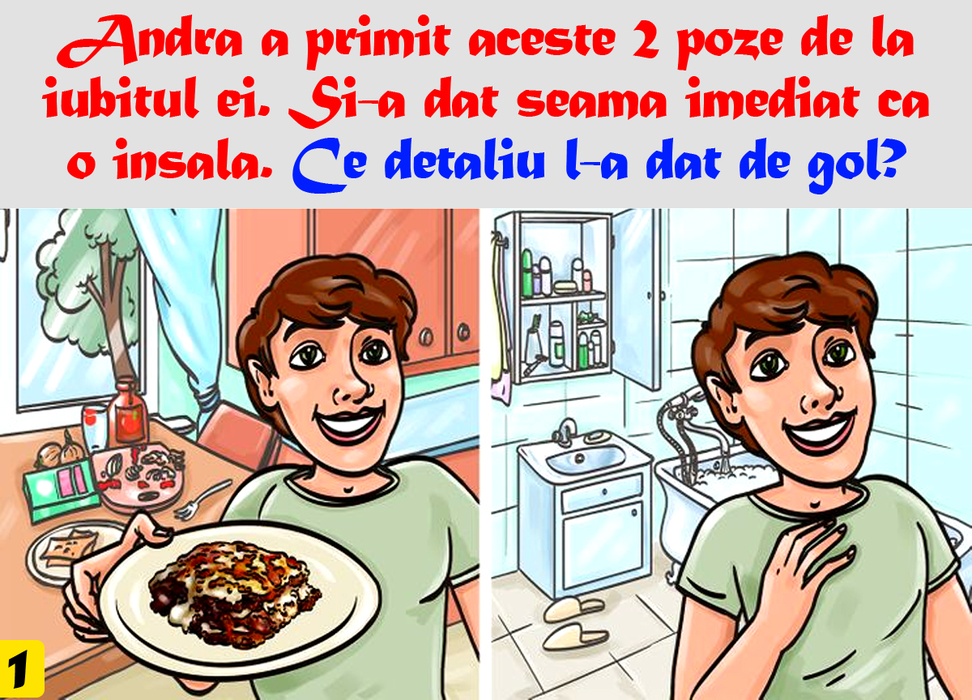 Test IQ cu 10 quiz-uri | Primul: Andra a primit aceste 2 poze de la iubitul ei. Și-a dat seama imediat că o înșală. Ce detaliu l-a dat de gol?