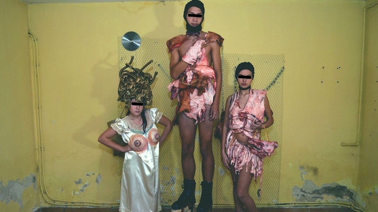 Pictorial bolnav din carne de porc donata ulterior maidanezilor! O scoala de modeling a reinterpretat costumul divei Lady Gaga!
