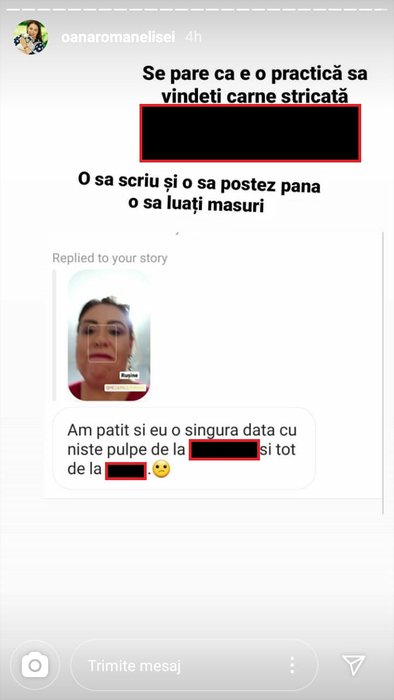 Episod neplăcut pentru Oana Roman, după ce s-a întors de la cumpărături: “Mi s-a făcut rău”. Ce a găsit într-o pungă cu carne