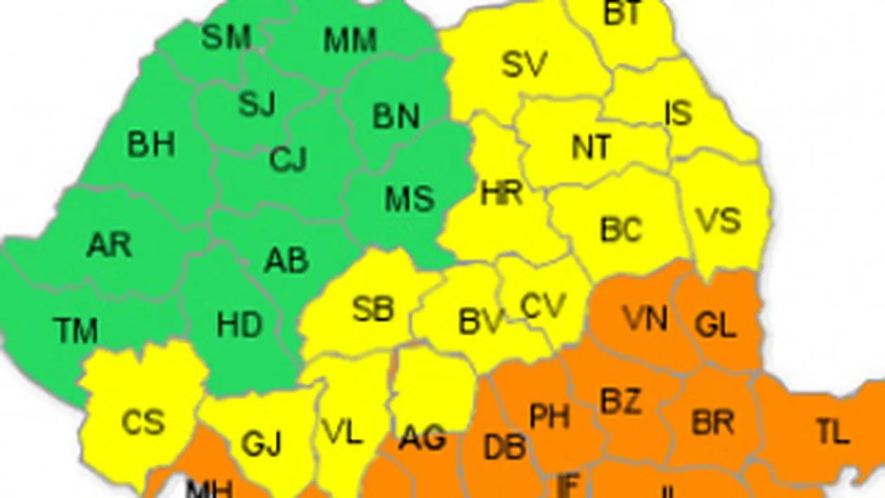 Cod portocaliu pentru sudul si sud-estul tarii!