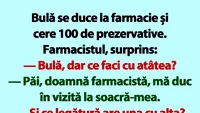 BANC | Bulă se duce la farmacie și cere 100 de prezervative