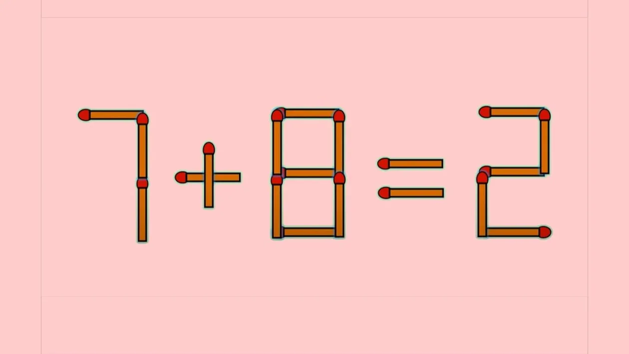 Test de inteligență | Corectați 7 + 8 = 2 mutând un singur băț de chibrit