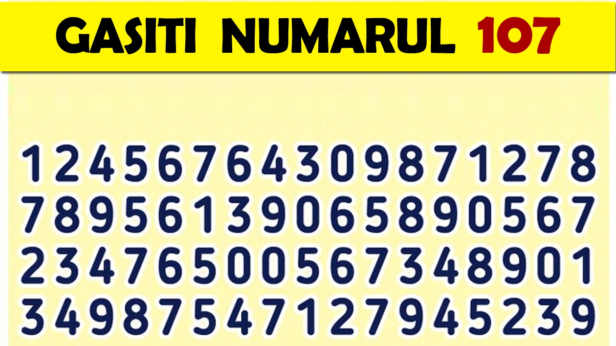 Test de inteligență | Găsiți 107 în seria de numere din imagine. 9 din 10 oameni nu văd soluția