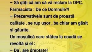 BANC | Bulă intră nervos în farmacie: "Să știți că vă reclam la OPC! Prezervativele sunt de proastă calitate"