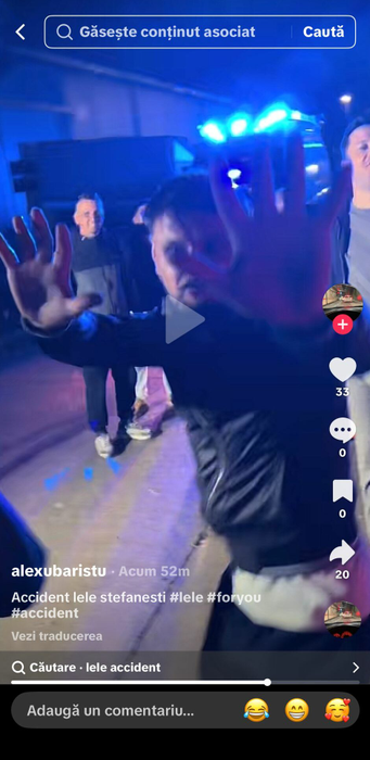 La locul accidentului, un bărbat râde pe fundal. sursă - social media