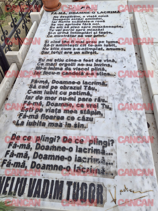 Poezia scrisă pe mormântul lui Vadim Tudor
