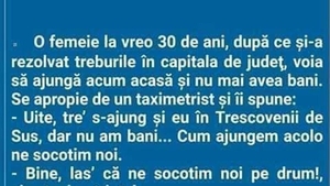Bancul începutului de septembrie | Taximetristul și clienta din Trescovenii de Sus