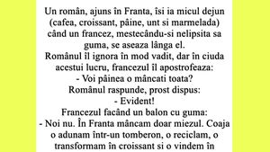 BANC | Ajuns în Franța, un român își ia micul dejun: cafea, croissant, pâine, unt și marmeladă