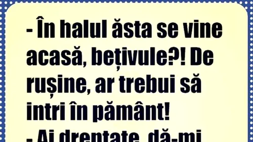 BANC | În halul ăsta se vine acasă, bețivule?