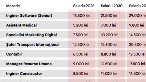 Câți bani vei câștiga pentru meseria ta actuală în 2026, 2030, 2035 și în 2040. Tabel salarii în România