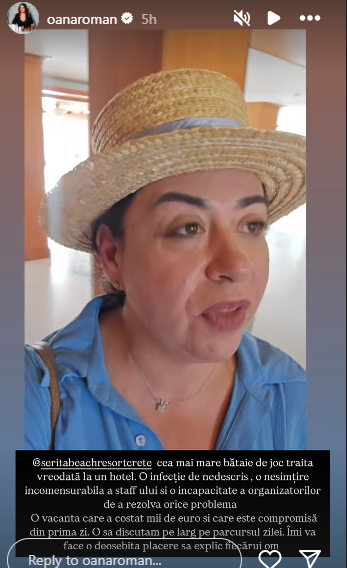 Oana Roman, calvar în vacanța din Grecia! Condiții precare și ce făceau românii pe holurile hotelului când o vedeau