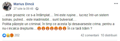 Comisarul Marius Dincă a reacționat dur la adresa colegilor săi de la Caracal