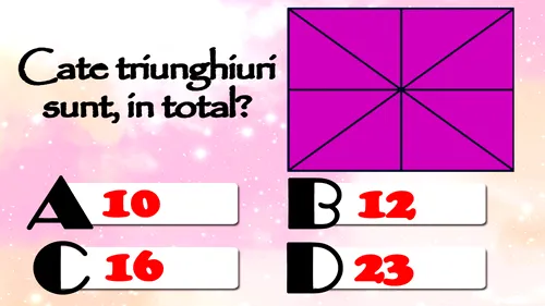 Test IQ pentru matematicieni | Câte triunghiuri sunt, în total, în această imagine: 10, 12, 16 sau 23?