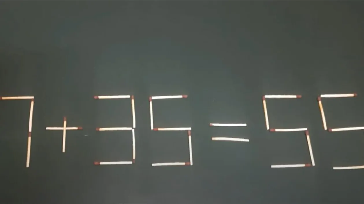 Test de inteligență doar pentru genii | Mută un singur chibrit pentru a corecta 27+35=55