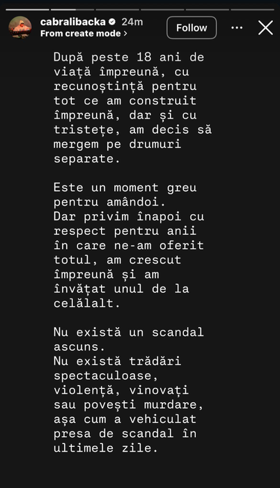 Cabral Ibacka a confirmat divorțul de Andreea! Primele declarații: ”Doi oameni care au ajuns să se piardă unul de celălalt”