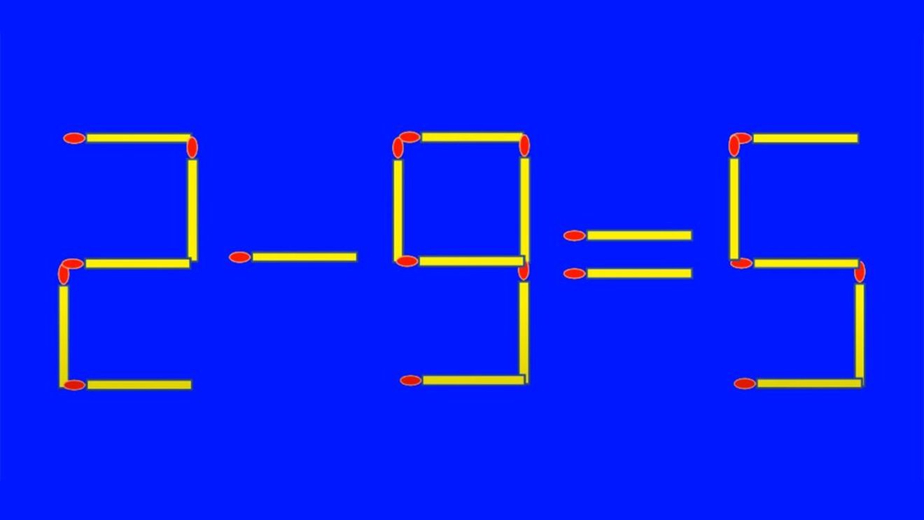 Test IQ exclusiv pentru genii | Corectați 2-9=5, mutând două chibrituri!