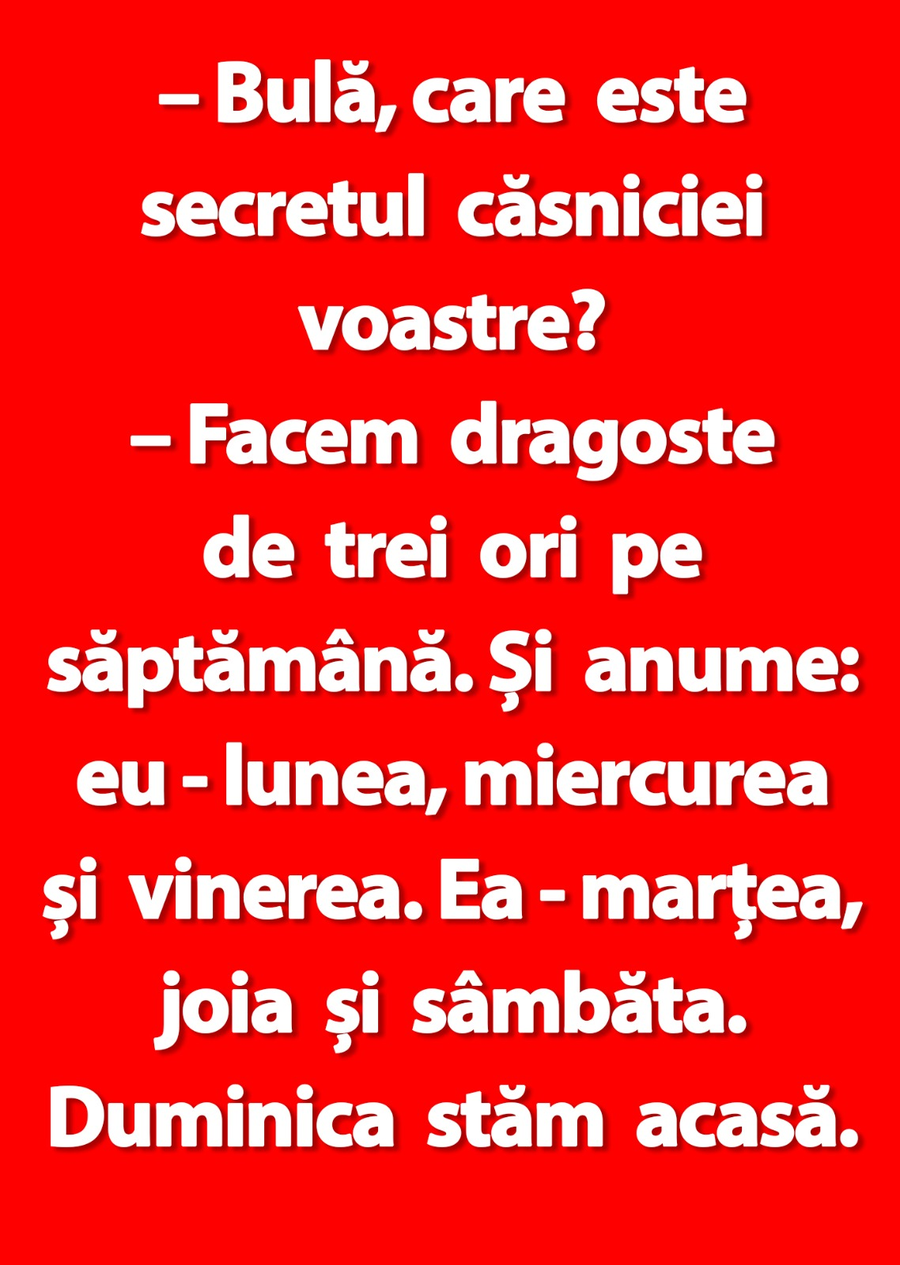 BANC | Bulă și secretul unei căsnicii fericite