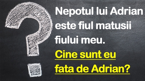 Test de logică  | Nepotul lui Adrian e fiul mătușii fiului meu. Cine sunt eu față de Adrian?