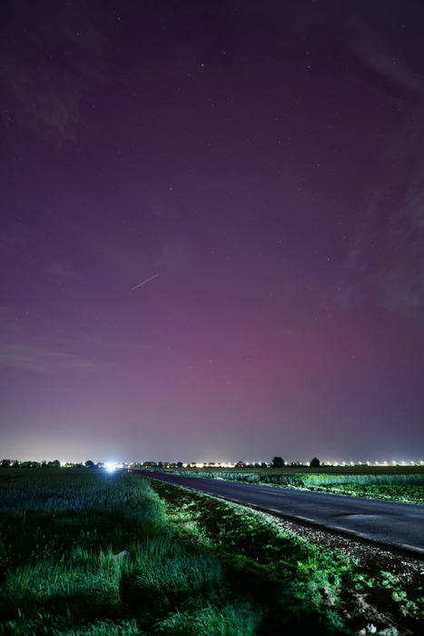 Aurora boreală pe cerul României / Foto: Facebook Lucian Mîndruță