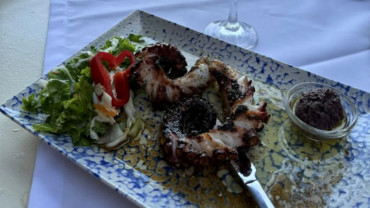 Cât a plătit un turist român pentru această porție minusculă de caracatiță, în Thasos. Nu și-a potolit foamea, așa că și-a luat și un burger