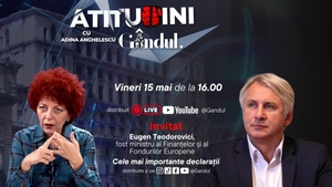 „Atitudini cu Adina Anghelescu” începe vineri, 15 mai, de la ora 16:00, live pe Gândul. Invitatul emisiunii este Eugen Teodorovici