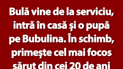 BANC | Bulă vine de la serviciu, intră în casă și o pupă pe Bubulina