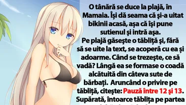 BANC | O tânără se duce la plajă, în Mamaia. Își dă seama că şi-a uitat bikinii acasă, așa că îşi pune sutienul şi intră aşa