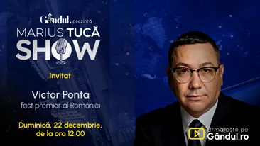 Marius Tucă Show ediție specială începe duminică, 22 decembrie, de la ora 12.00, live pe gândul.ro. Invitat: Victor Ponta