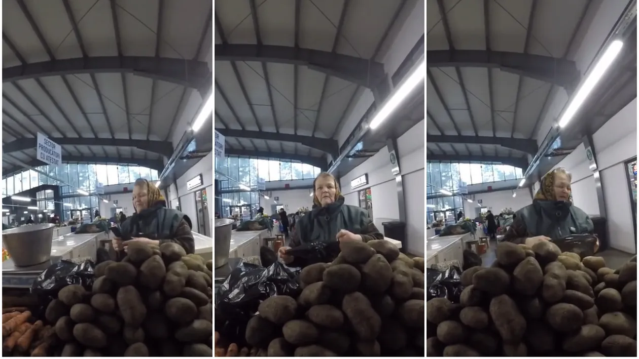 Lecția de bunătate dată de o bătrână care vinde în piață! Cum a reacționat după ce un tânăr i-a oferit 100 de lei pentru 1 kg de cartofi: „Nu primesc bani nemunciți”