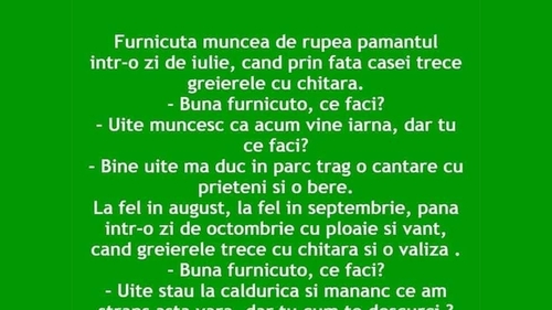 BANCUL ZILEI | Greierele și furnica - varianta 2023