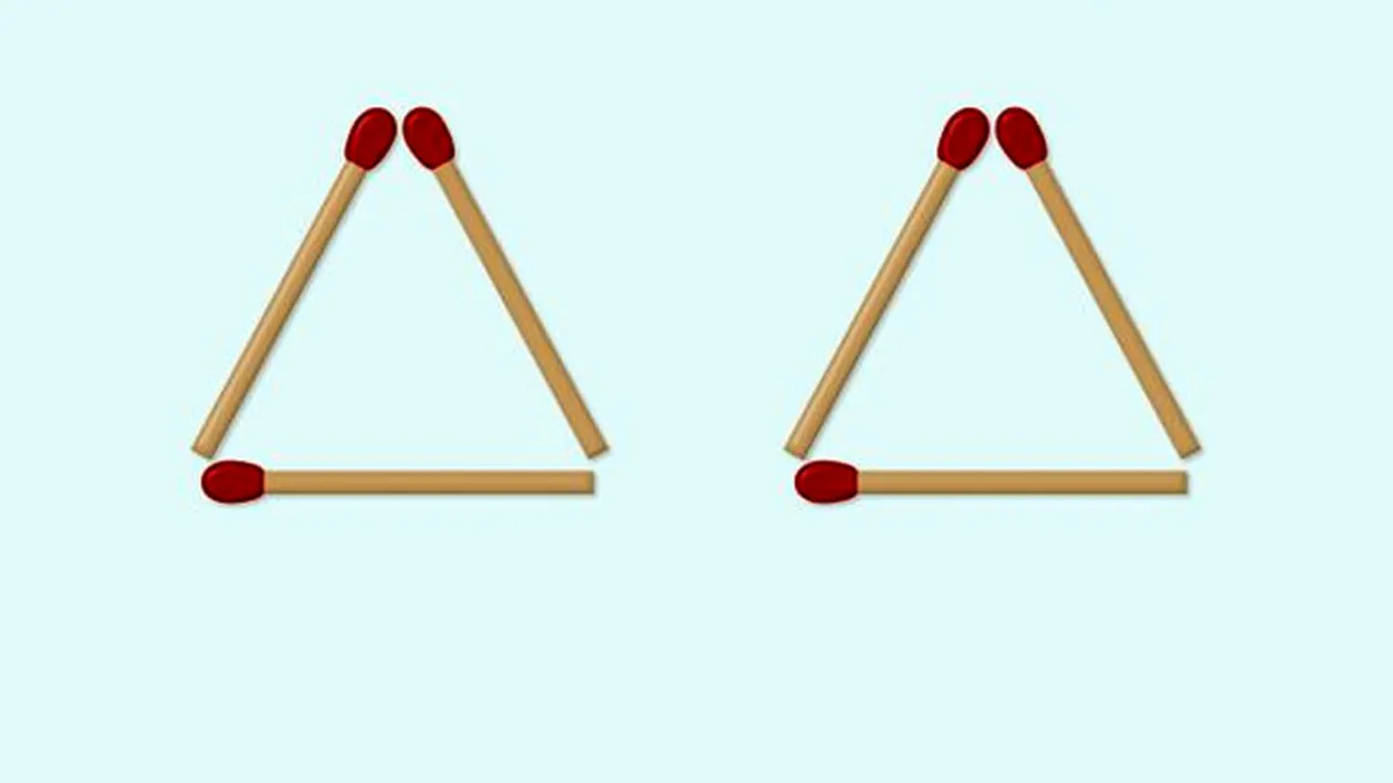 99 din 100 se dau bătuți la acest test IQ | Mutați un singur băț, pentru a obține 4 triunghiuri!