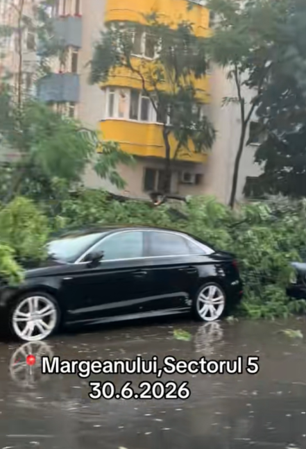 Urmările furtunii din București. Străzi blocate, copaci rupți și stații de metrou închise
