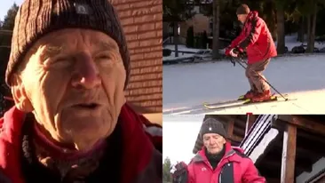Povestea incredibilă de viață a lui Gheorghe Eftimie, o legendă a pârtiilor din Brașov. Pe schiuri, la 96 de ani!