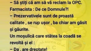 BANC | Bulă intră nervos în farmacie: "Să știți că vă reclam la OPC! Prezervativele sunt de proastă calitate"