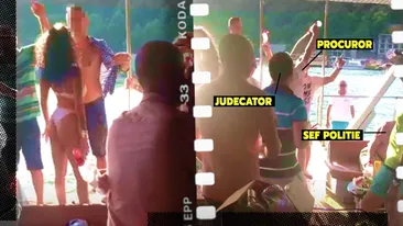 Procurori, judecători + șefi de Poliție de la Dolj și Olt, filmați la un party cu animatoare pe un ponton de lux de pe Dunăre!