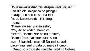 Bancul de weekend | Nevasta disperată și soțul care încă e "băiatul mamei"