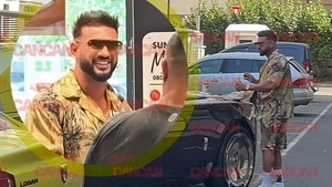 Dorian Popa, masă câmpenească pe capota Rolls Royce-ului. "Alergic" la firimituri, a înfulecat pe nerăsuflate, în fața supermarketului!